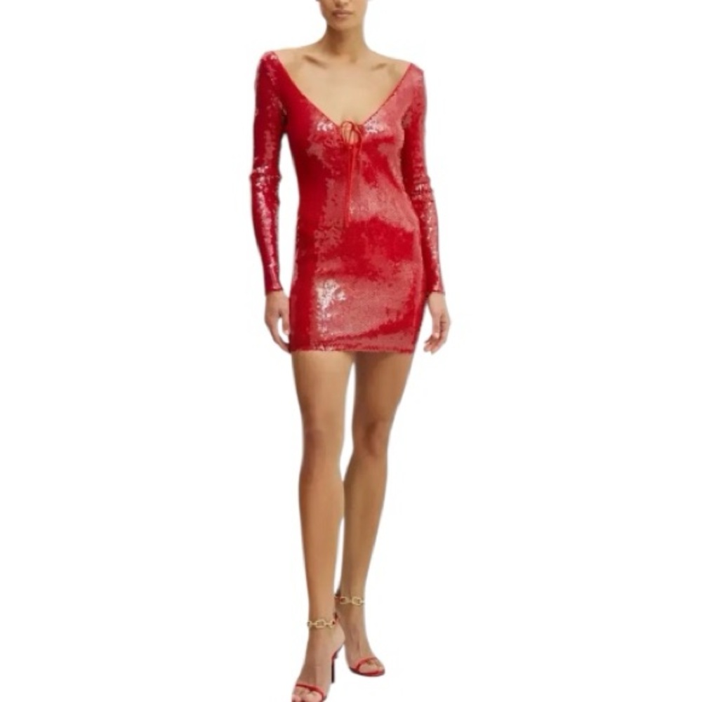 Bardot Red Sequin Mini Dress Verona Size 12 (XXL)